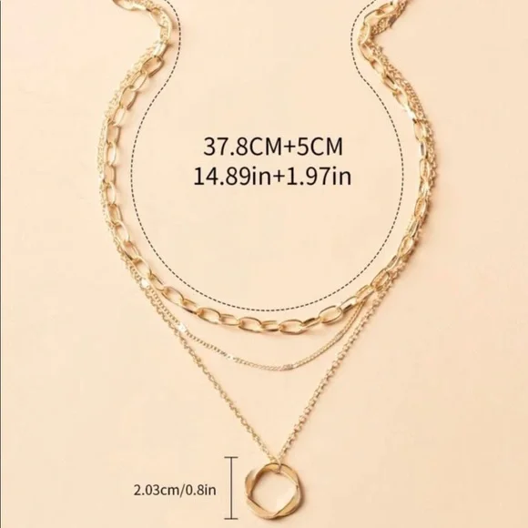 ✨NEW✨Gold Layered Twisted Circle Pendant Necklace - Picture 2 of 4